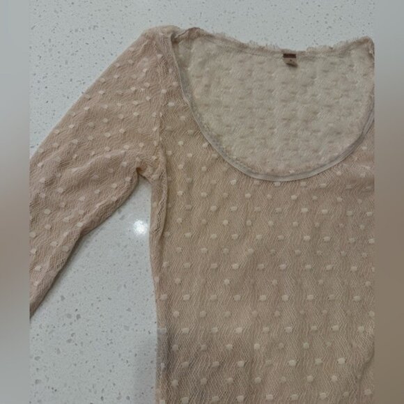 Free People Cream Sheer Long Sleeve Shirt Small - Picture 5 of 7